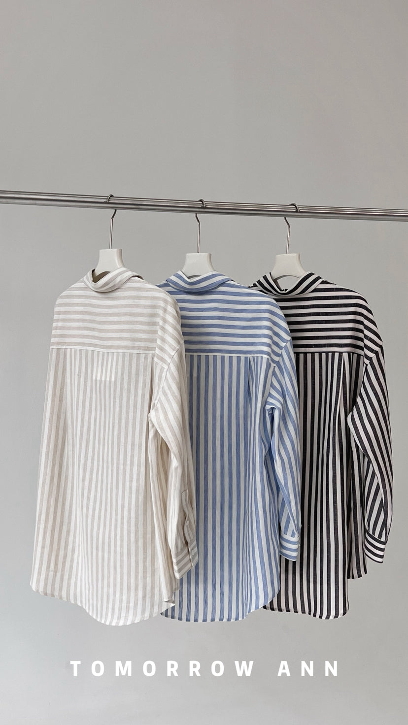 TOMORROW ANN Elegant Striped Commuter Fashion Shirt for Women - Early Spring Collection