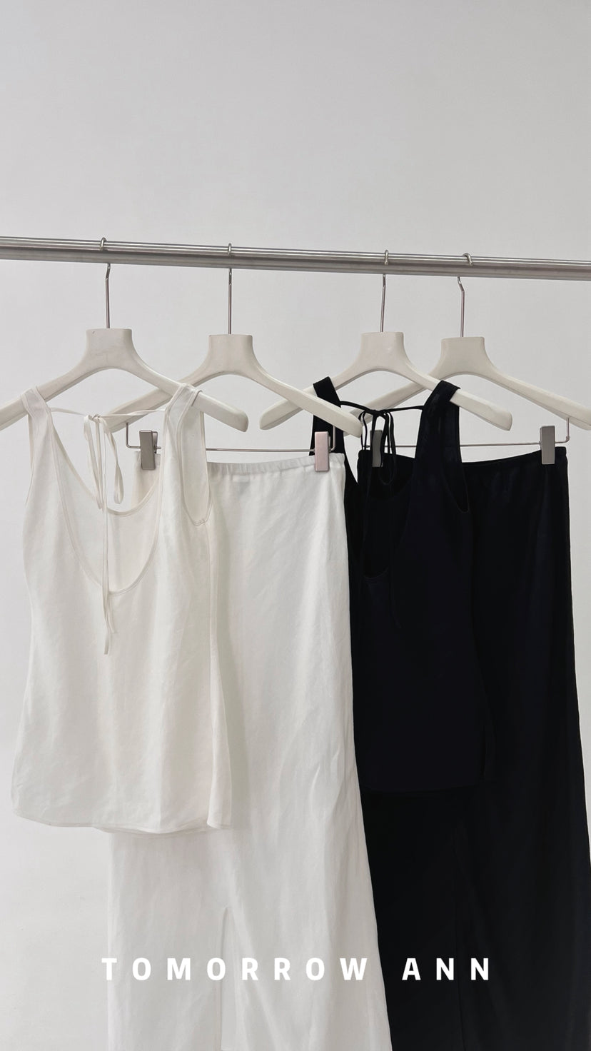 TOMORROW ANN Early Spring High-End Temperament Slimming A-Line Maxi Skirt