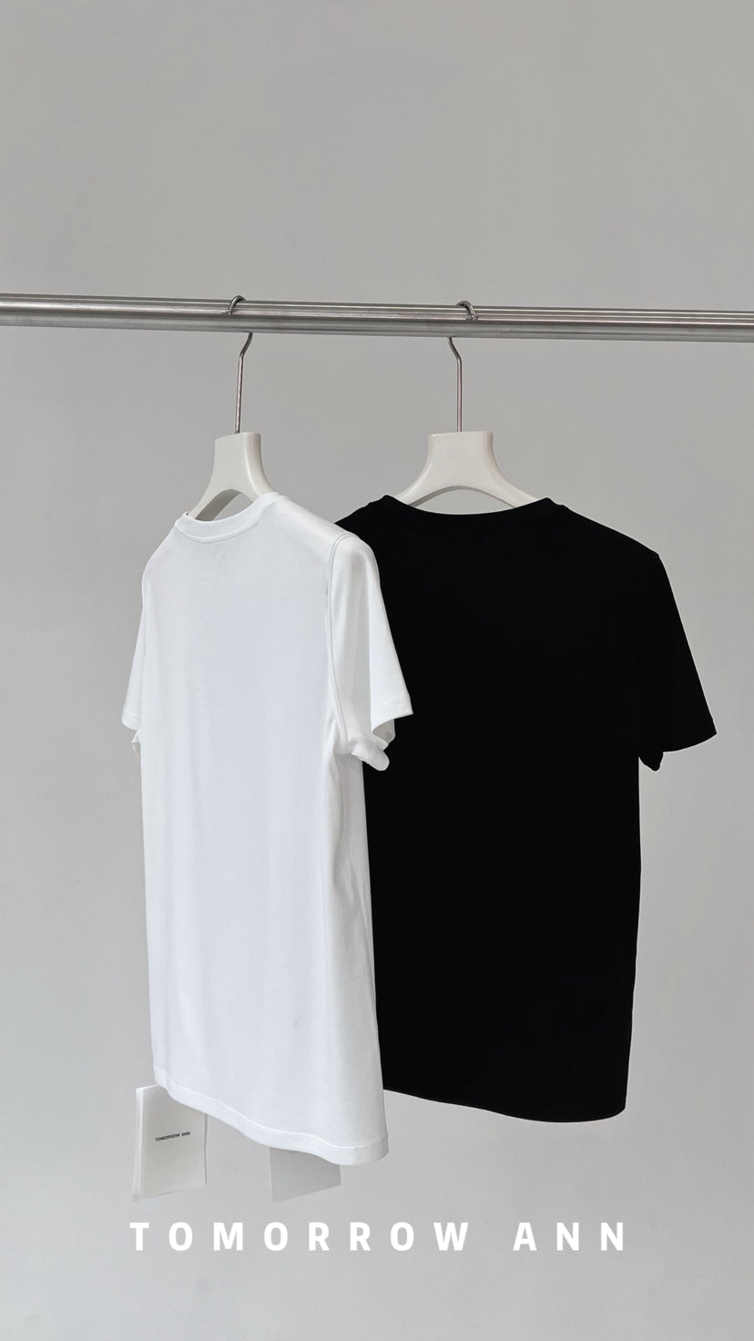 TOMORROW ANN Early Spring 2026 Premium Minimalist Solid Color Short Sleeve T-Shirt