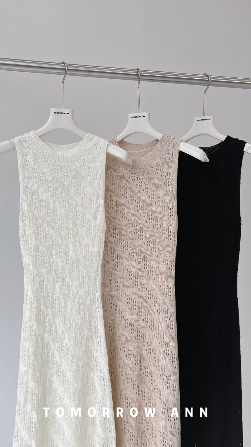 [TOMORROW ANN] Elegant Slim Fit Knit Dress & Vest Two-Piece Set - 2026 Spring Collection