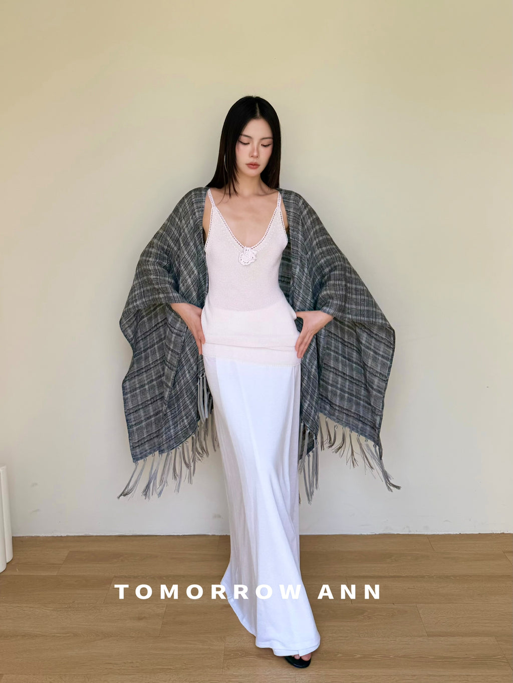 TOMORROW ANN Premium Linen Tassel Shawl - Versatile Lightweight Wrap for Women
