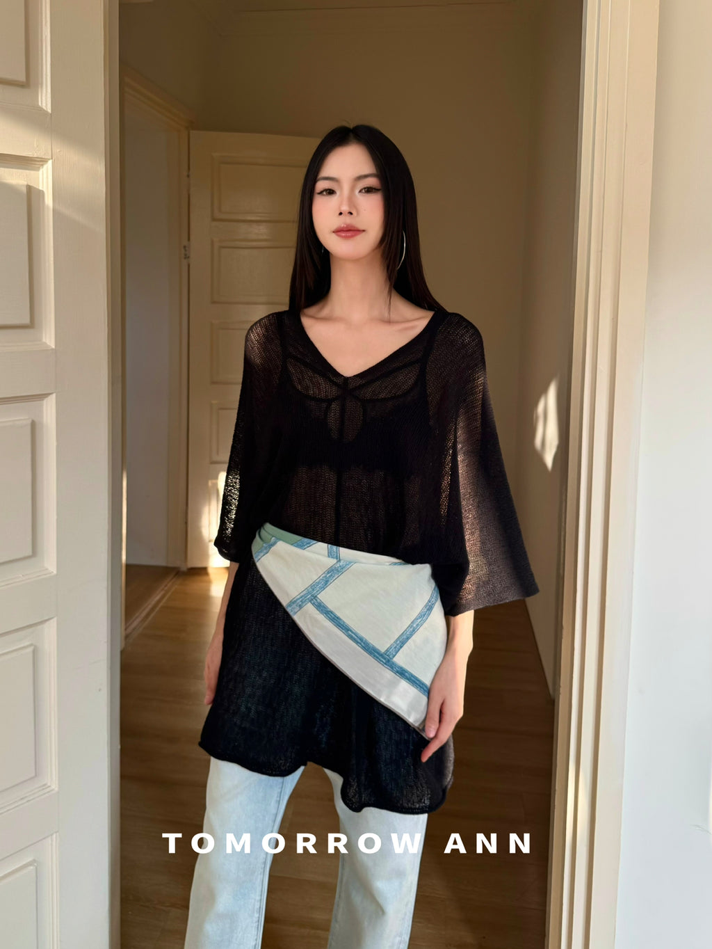 TOMORROW ANN Early Spring 2026 Minimalist Luxury V-Neck Loose Wool Blend Knit Sweater