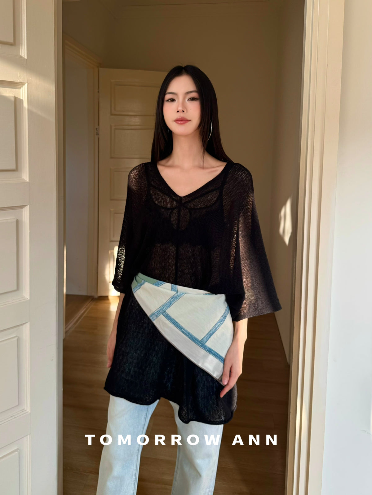 TOMORROW ANN Early Spring 2026 Minimalist Luxury V-Neck Loose Wool Blend Knit Sweater