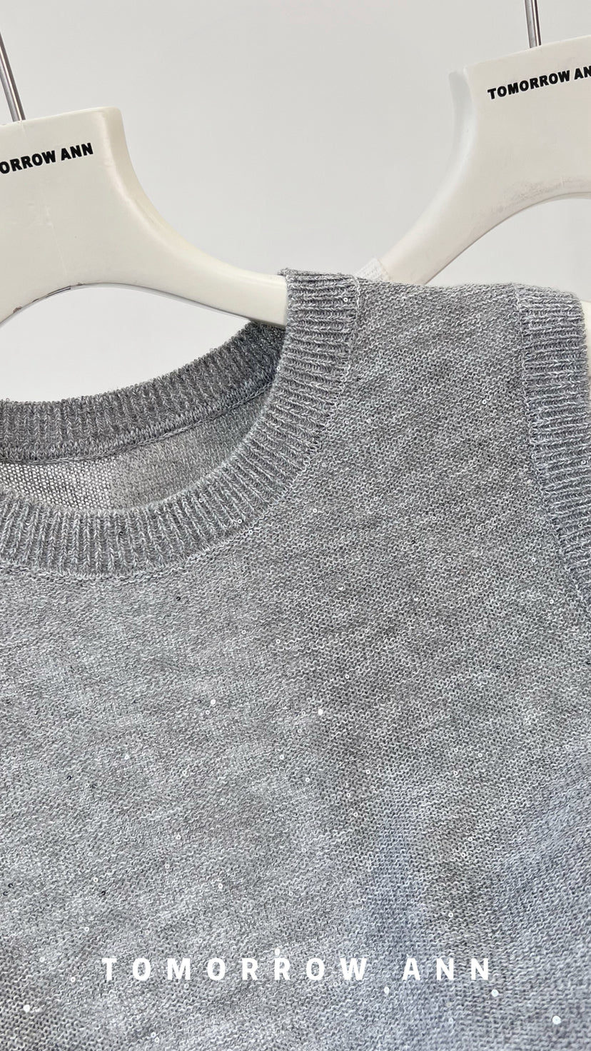 TOMORROW ANN Spring 2026 Minimalist Sequin Versatile Fashion Vest
