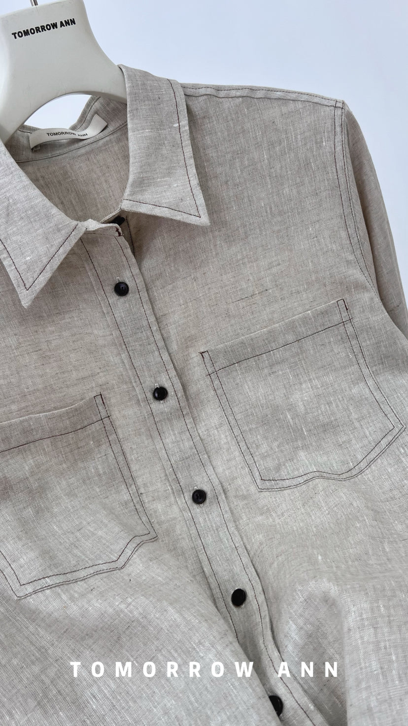 TOMORROW ANN Premium Linen Shirt - 2026 Spring Old Money Aesthetic Quiet Luxury Loose Blouse