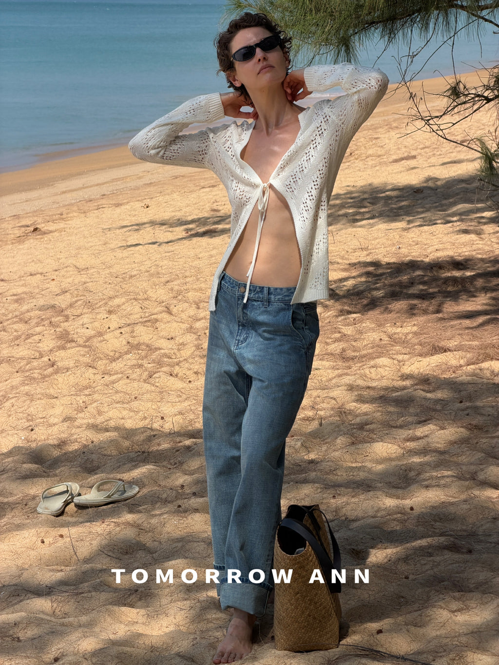 TOMORROW ANN Early Spring 2026 Collection - Classic High-Waist Straight Leg Washed Denim Jeans with Complimentary Belt