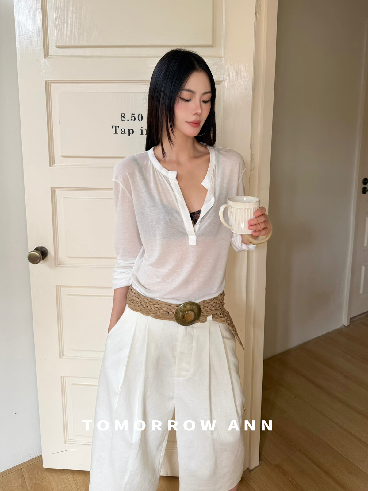 TOMORROW ANN Designer Early Spring High-Waist Knee-Length Commuter Casual Shorts