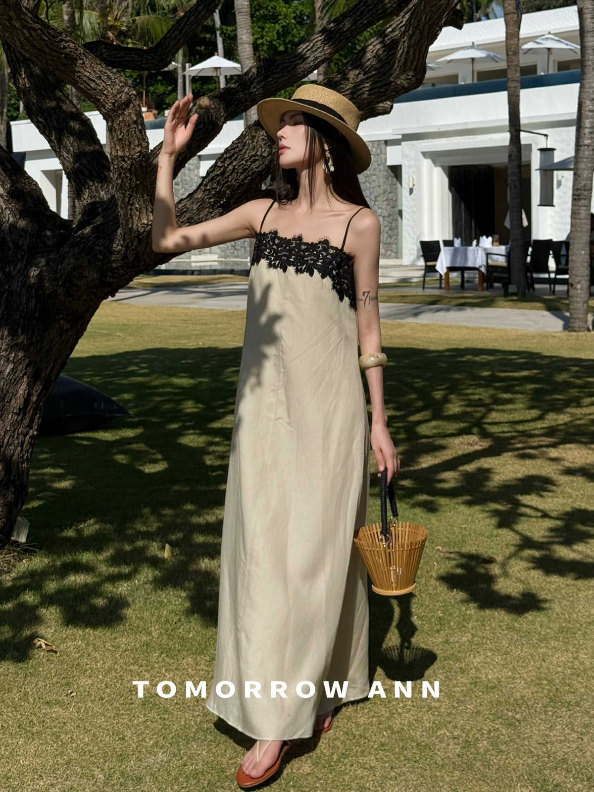 Elegant Lace Patchwork Camisole Maxi Dress - Spring Chic Designer Slip Dress for Dates