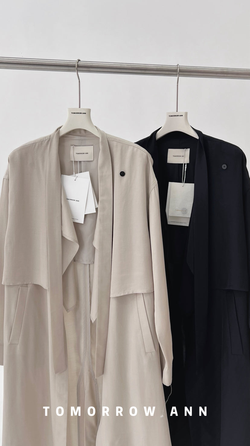 2026 Early Spring! 【TOMORROW ANN】 Minimalist Loose Drape Trench Coat (Contains 7.7% Sheep Wool) 12680# OZQ