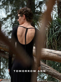 TOMORROW ANN Early Spring Minimalist Backless Lace-Up Casual Maxi Dress