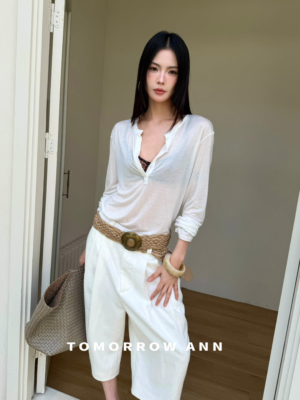 TOMORROW ANN Spring 2026 Premium Soft Cotton Everyday Essential Long Sleeve Base Layer Top