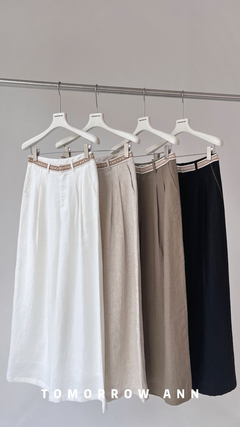 Spring 2026! 【TOMORROW ANN】Color-Block Webbing Decorated Casual Pants 12513# OZQ