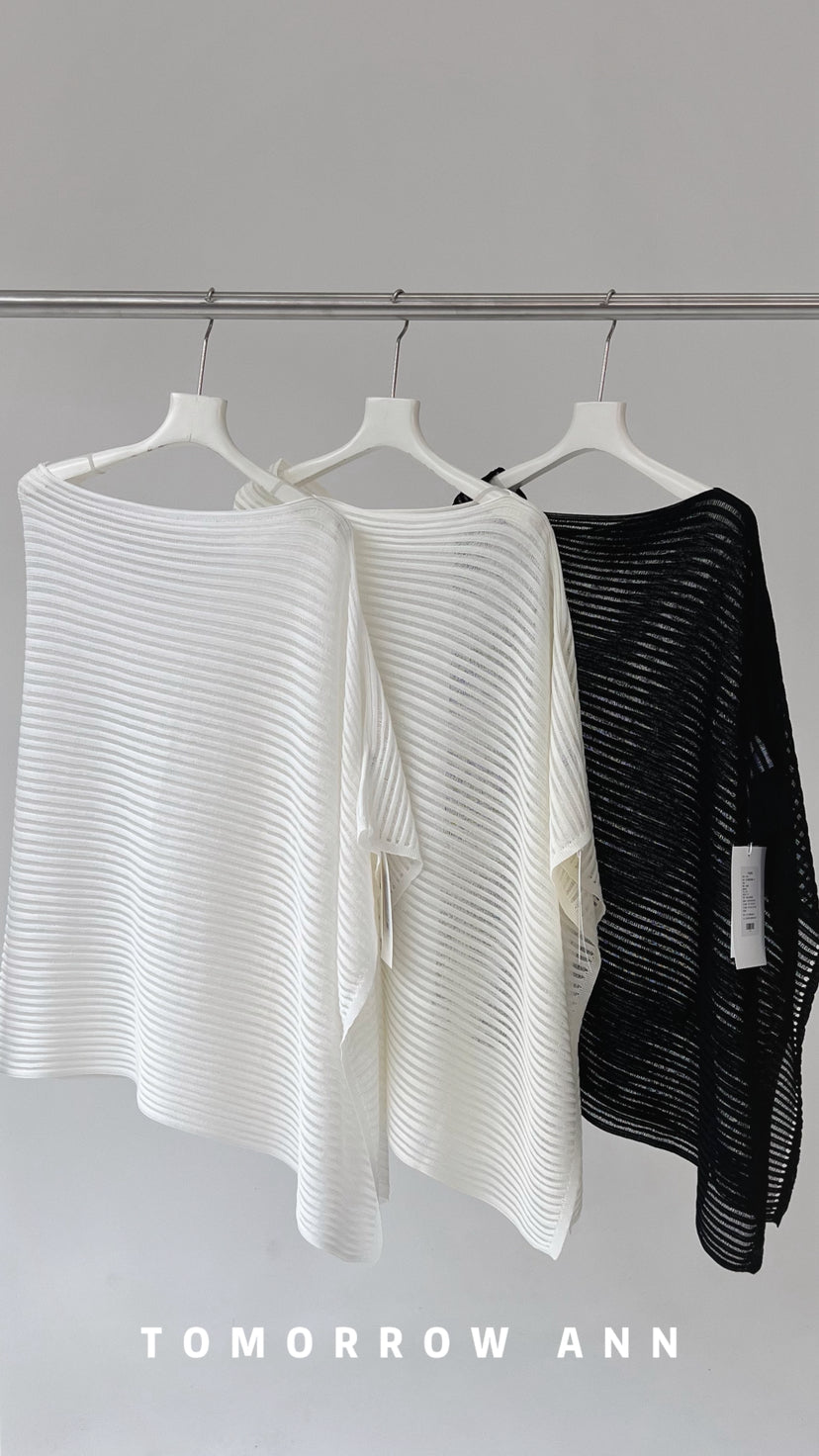 TOMORROW ANN Elegant Loose Fit Fashion Spring Knitwear - Chic Off-the-Shoulder Pullover