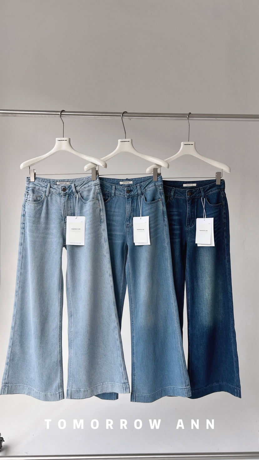 TOMORROW ANN Spring 2026 High-Waist Loose Wide-Leg Casual Washed Jeans
