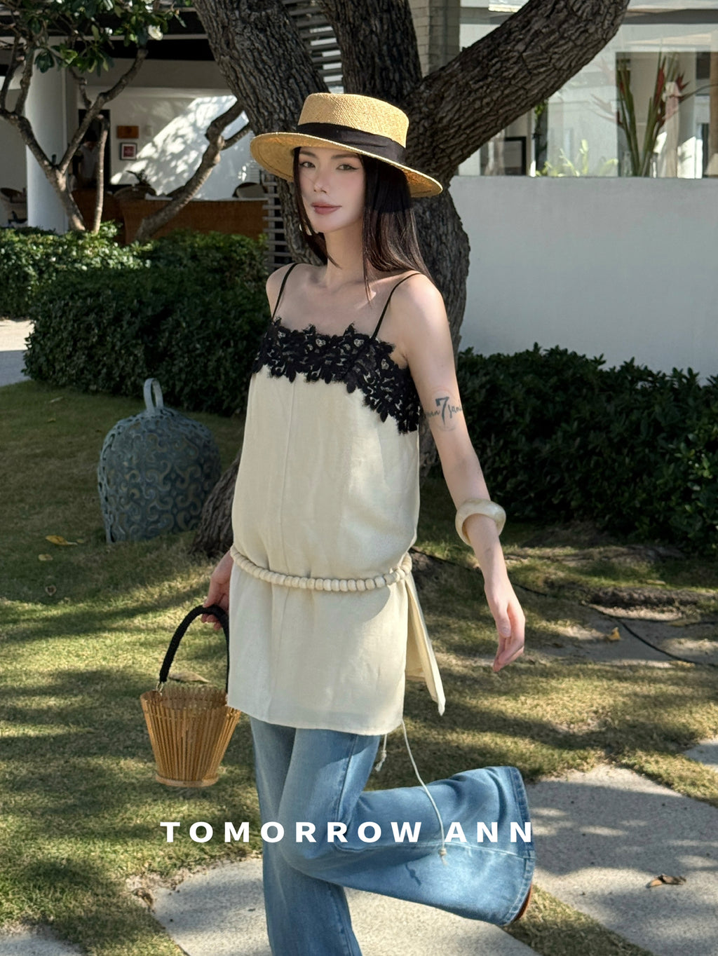 Tomorrow Ann Elegant Lace Patchwork Cami Top for Women - Spring 2026 New Arrival