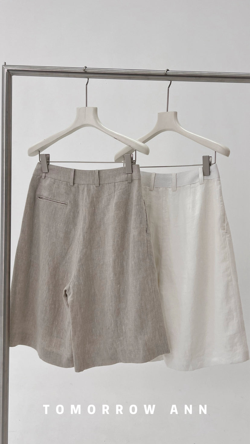 TOMORROW ANN Designer Early Spring High-Waist Knee-Length Commuter Casual Shorts