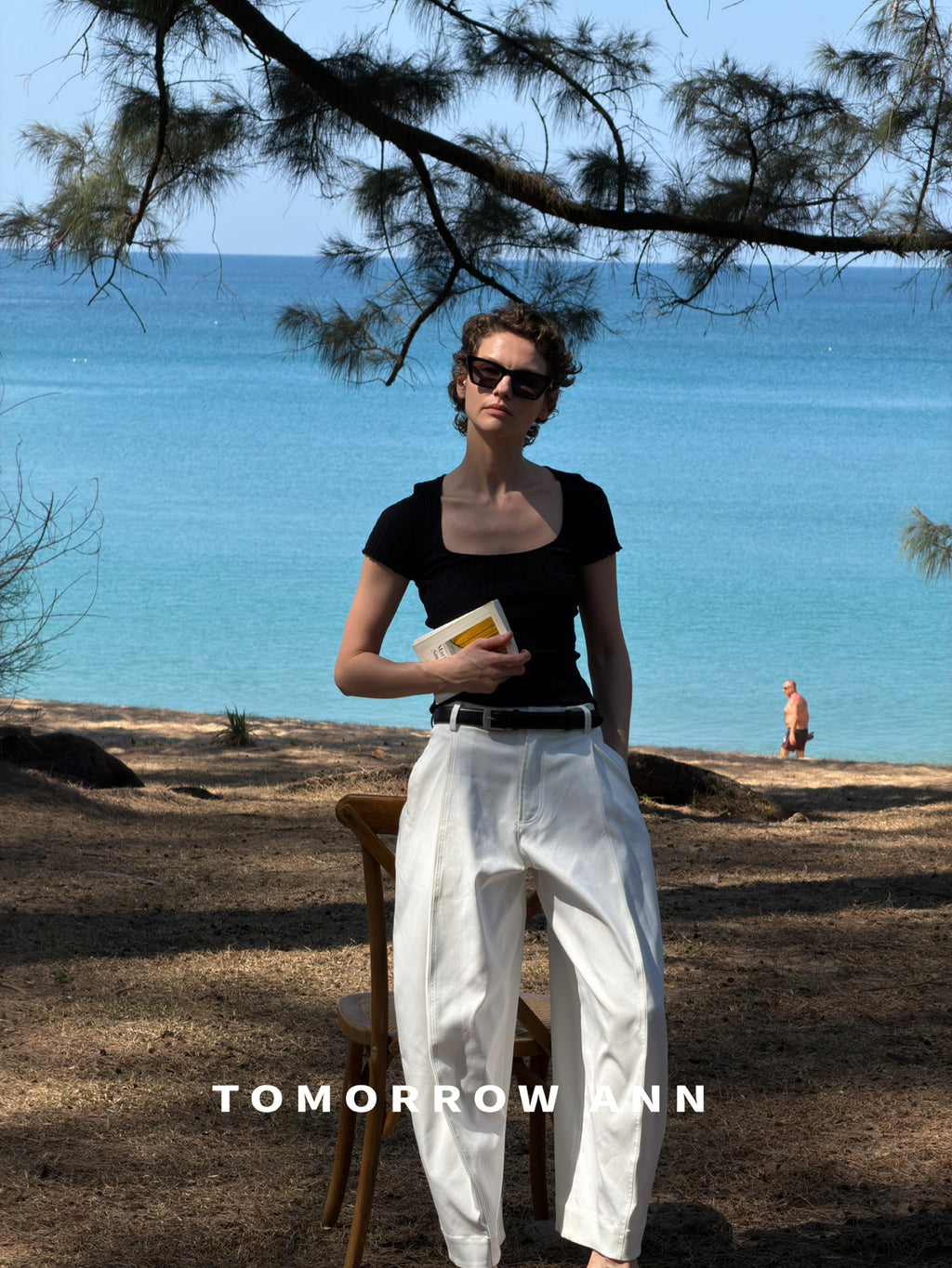 TOMORROW ANN Summer Square Neck Slim Fit Knit Top - Elegant Minimalist Short Sleeve Crop Top
