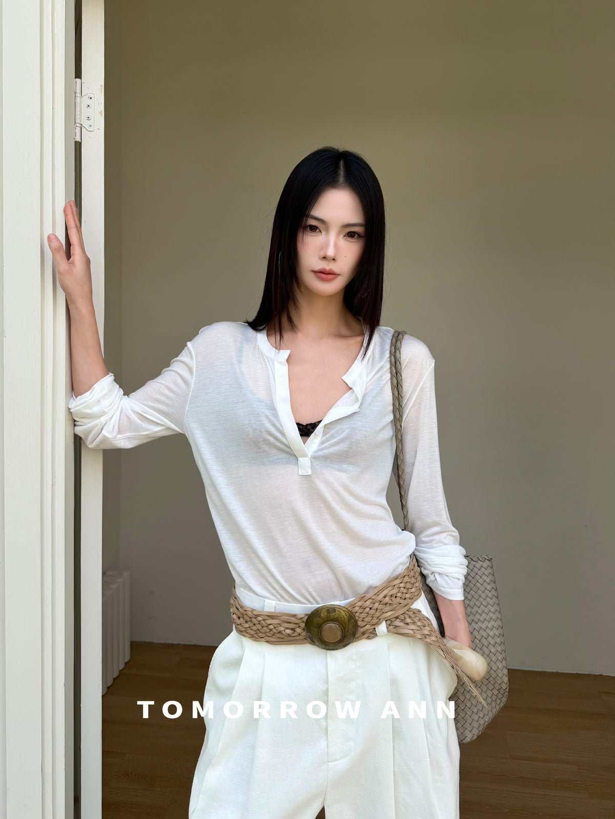 TOMORROW ANN Designer Early Spring High-Waist Knee-Length Commuter Casual Shorts