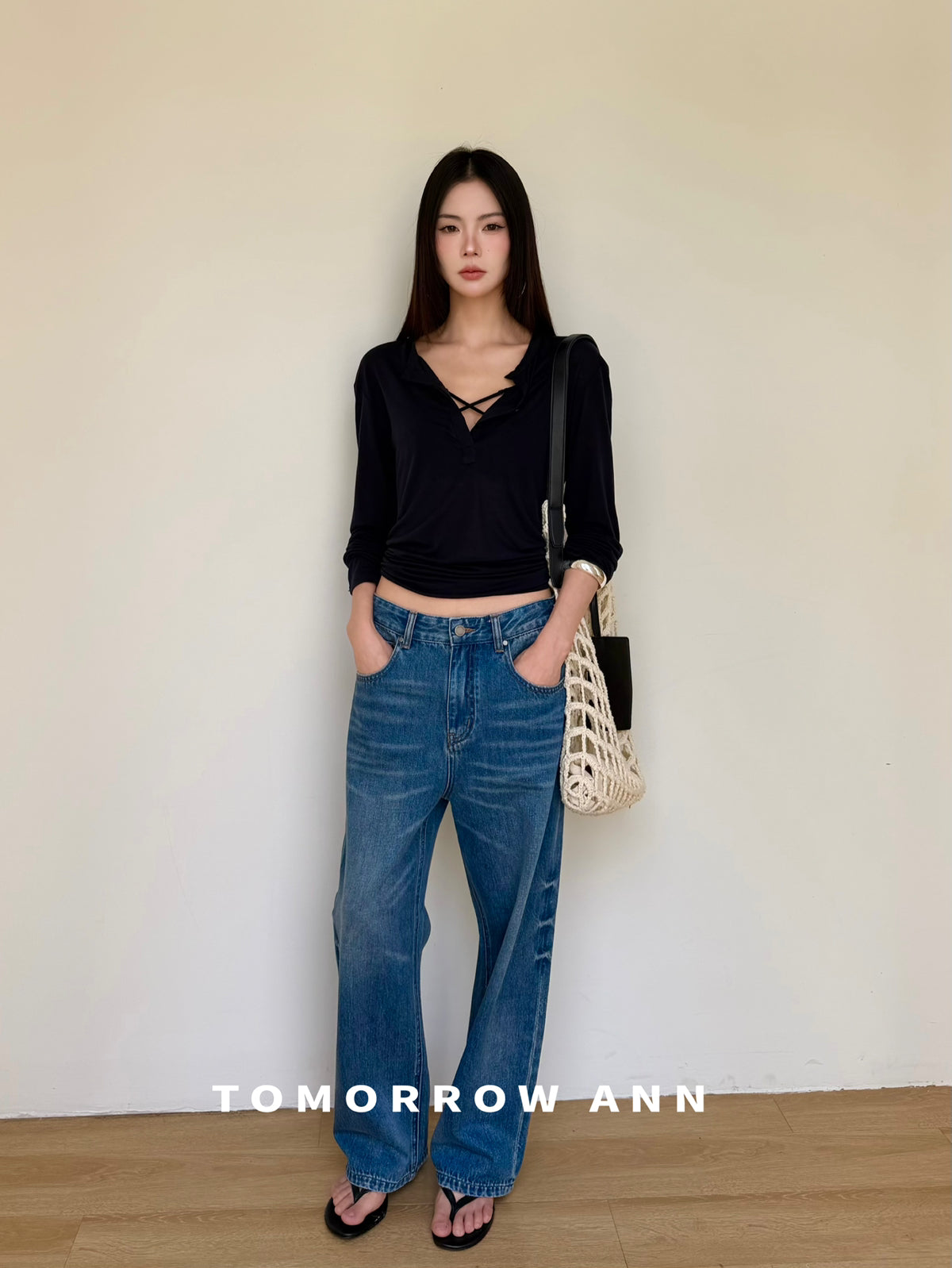 TOMORROW ANN 2026 Early Spring Retro Heavy Washed Slimming Straight Leg Cropped Jeans