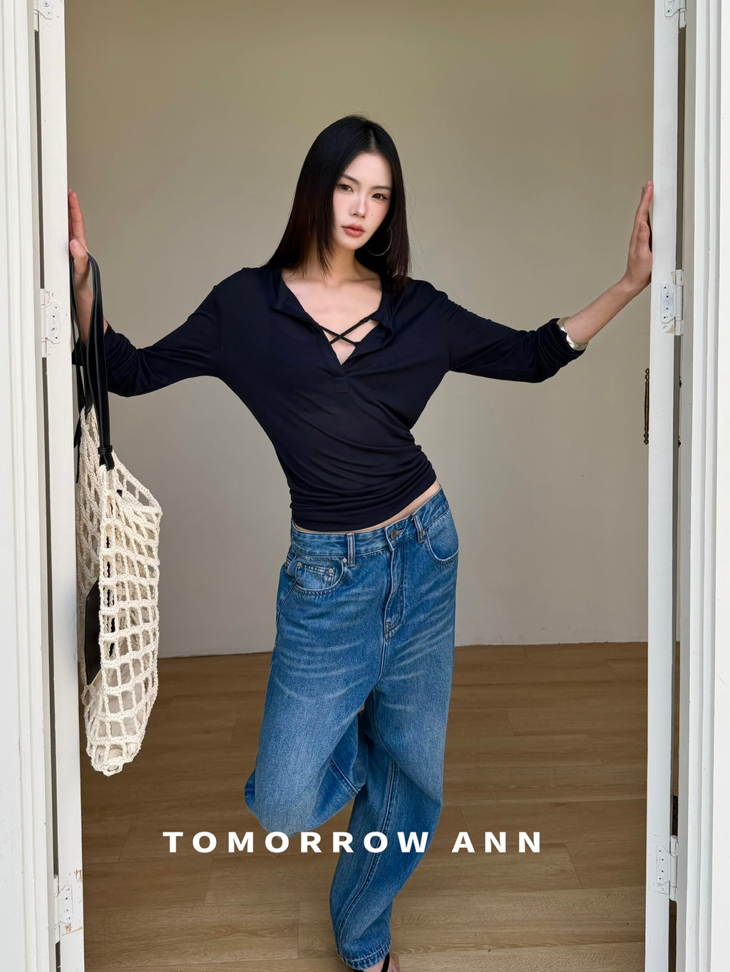 TOMORROW ANN 2026 Early Spring Retro Heavy Washed Slimming Straight Leg Cropped Jeans
