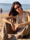 TOMORROW ANN Early Spring Designer Halter Neck Hollow-Out Fashion Vest