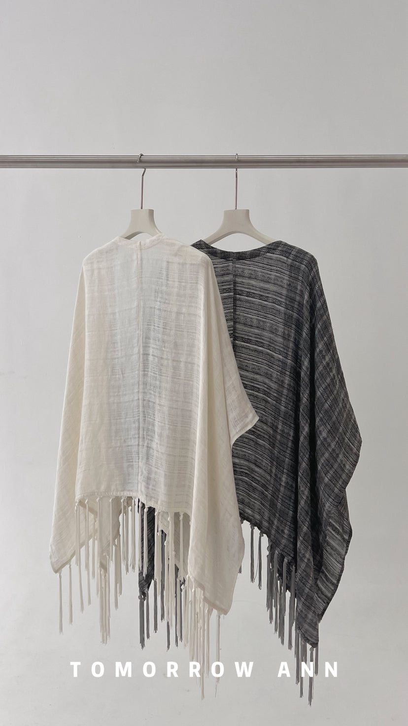 TOMORROW ANN Premium Linen Tassel Shawl - Versatile Lightweight Wrap for Women