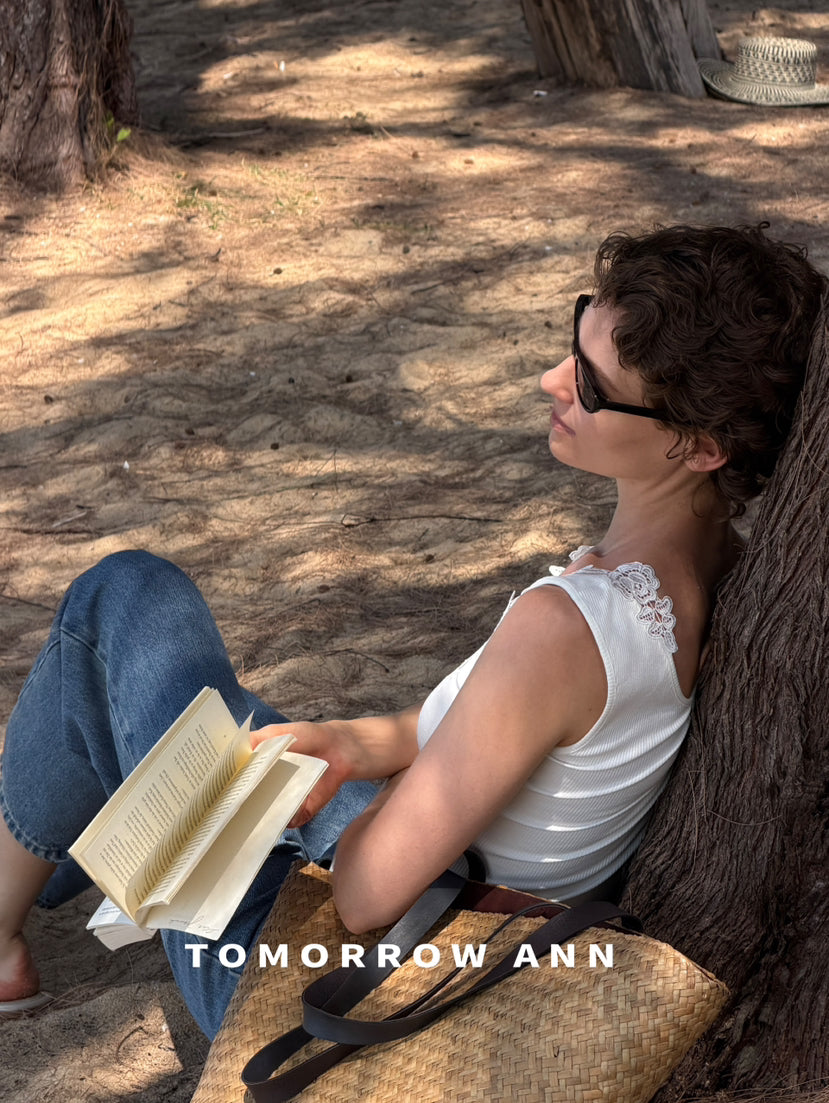 TOMORROW ANN Spring 2026 Elegant Lace Patchwork Slimming Tank Top