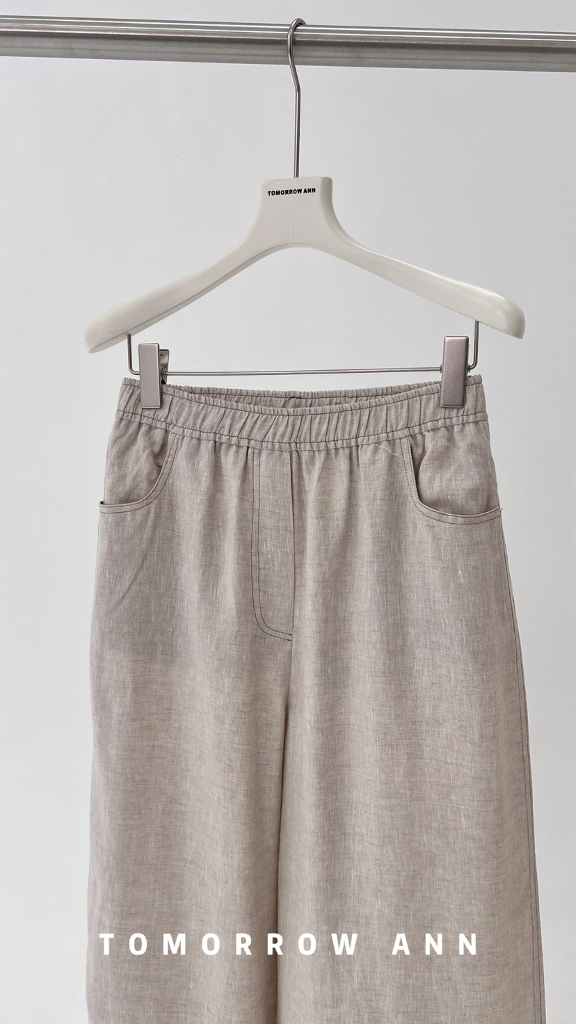 TOMORROW ANN Old Money Aesthetic Wide-Leg Linen Casual Pants - Early Spring 2026 Collection