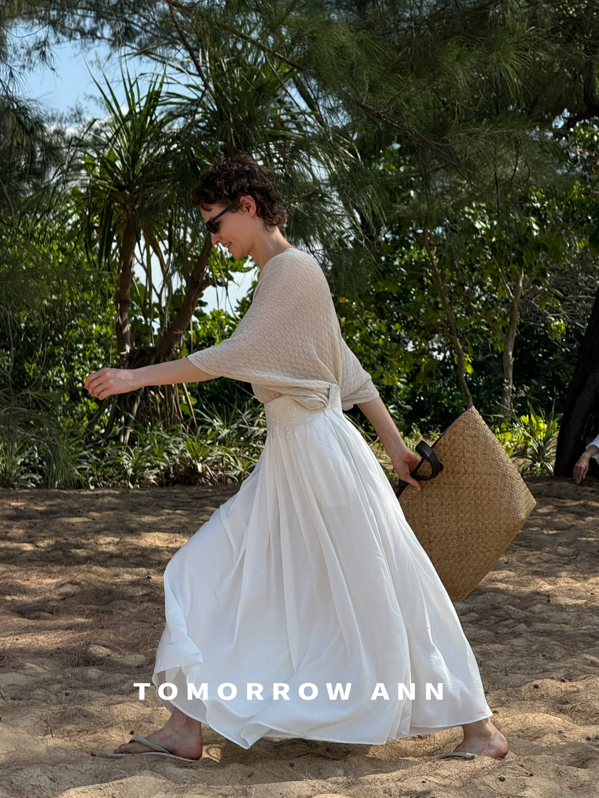 2026 Spring TOMORROW ANN Elegant High-Waist Heavy Embroidery A-Line Maxi Skirt