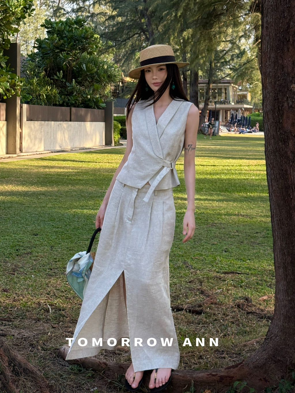 TOMORROW ANN Early Spring 2026 Elegant A-Line Midi Skirt - Slimming High-End Casual Designer Skirt
