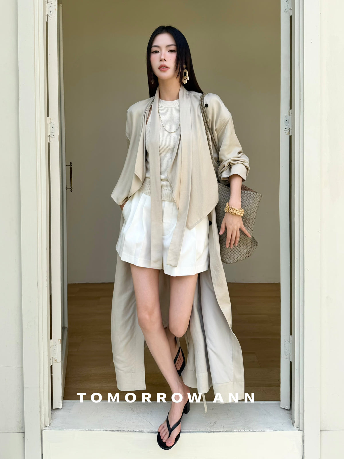 2026 Early Spring! 【TOMORROW ANN】 Minimalist Loose Drape Trench Coat (Contains 7.7% Sheep Wool) 12680# OZQ