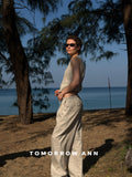 TOMORROW ANN Early Spring Minimalist Drawstring Fashion Casual Pants