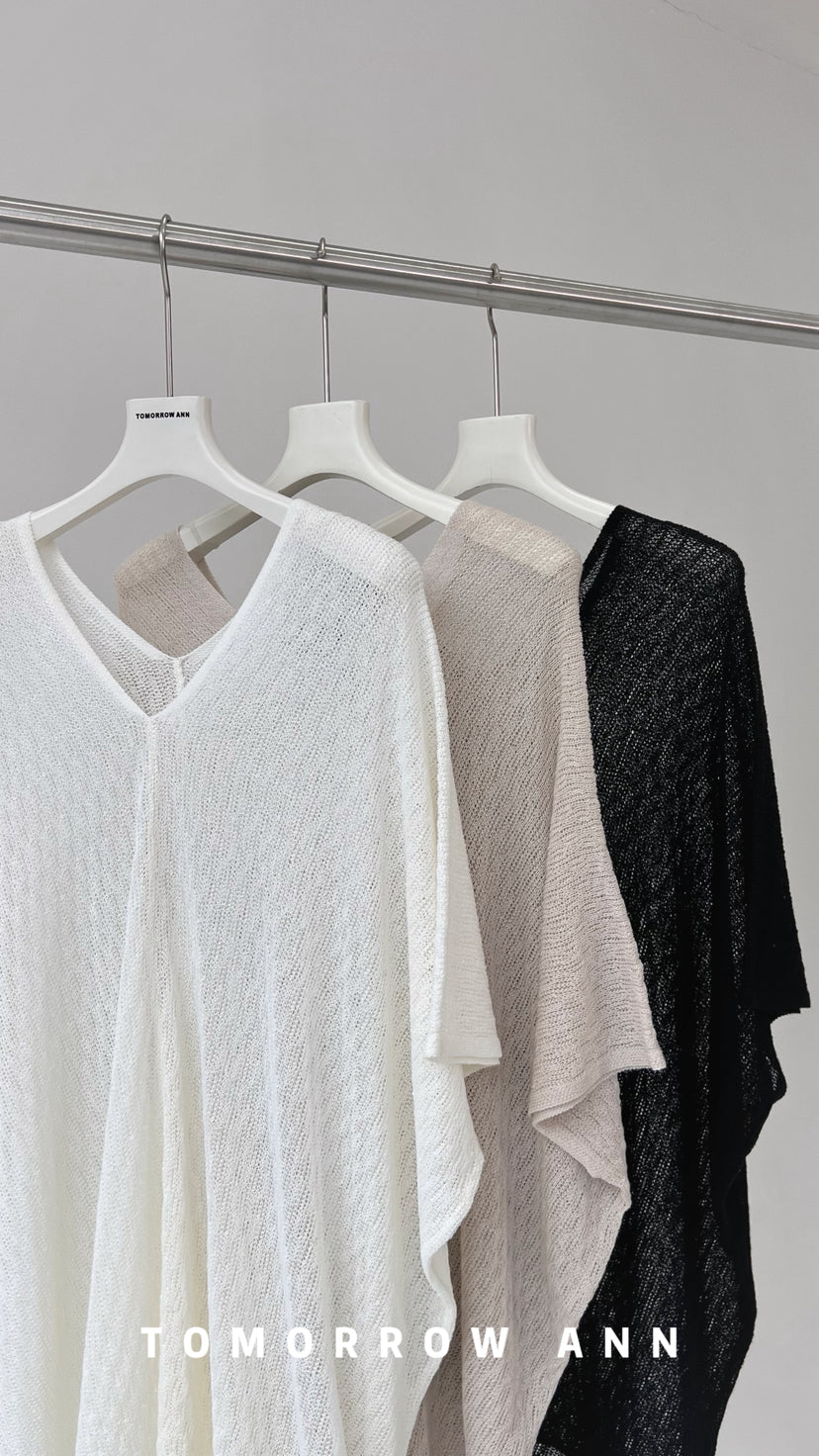 TOMORROW ANN Early Spring 2026 Minimalist Luxury V-Neck Loose Wool Blend Knit Sweater