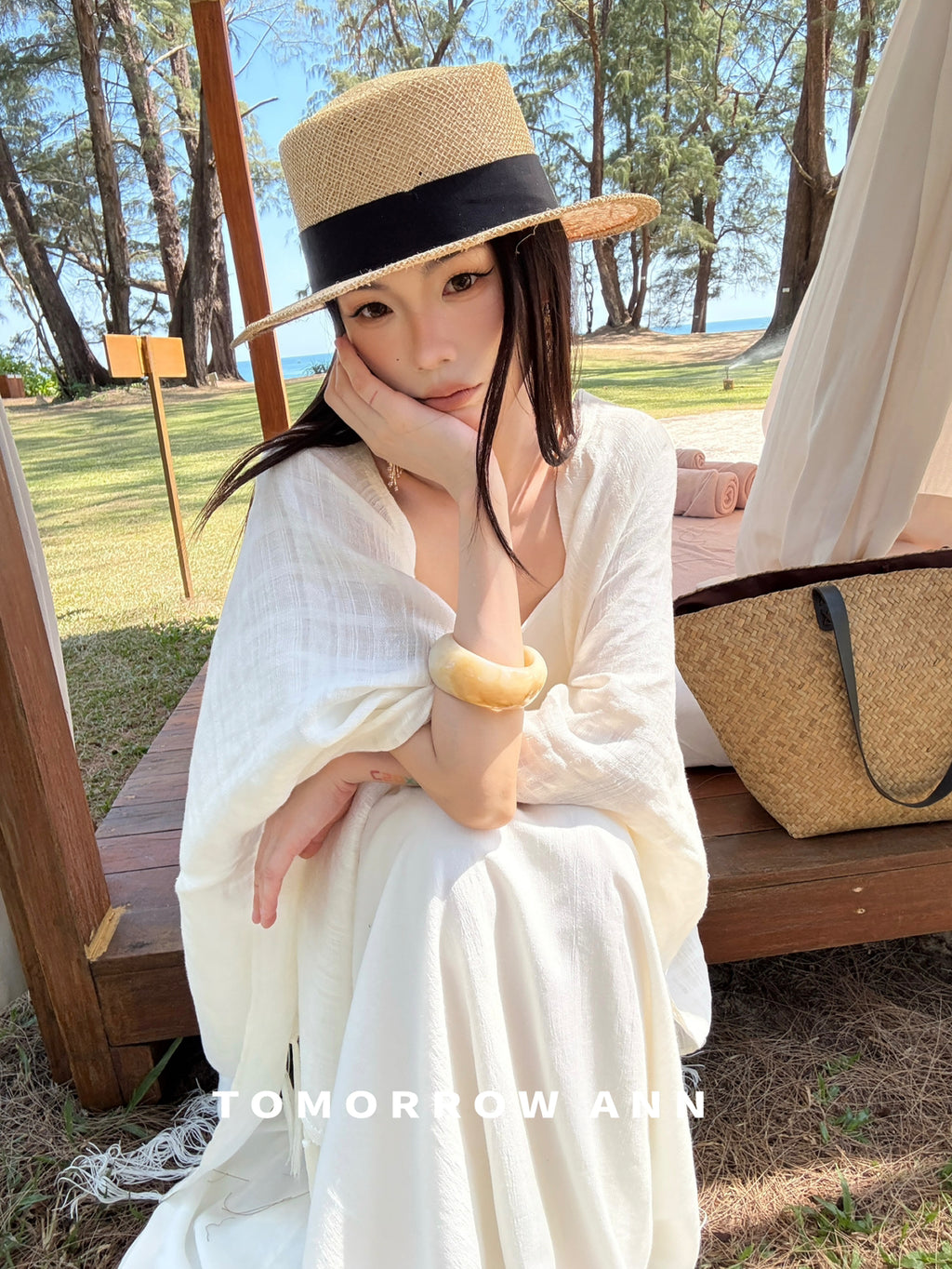 TOMORROW ANN Premium Linen Tassel Shawl - Versatile Lightweight Wrap for Women