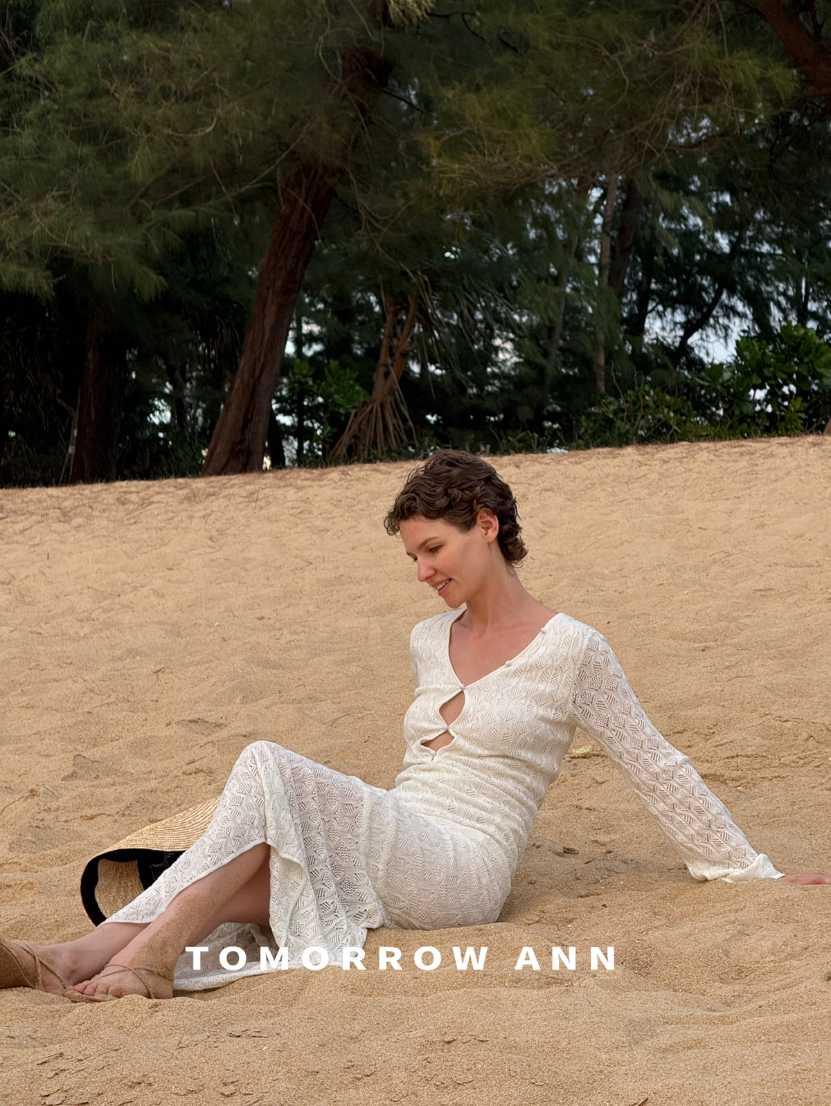 TOMORROW ANN 2026 Early Spring Elegant V-Neck Wool Blend Solid Color Maxi Dress