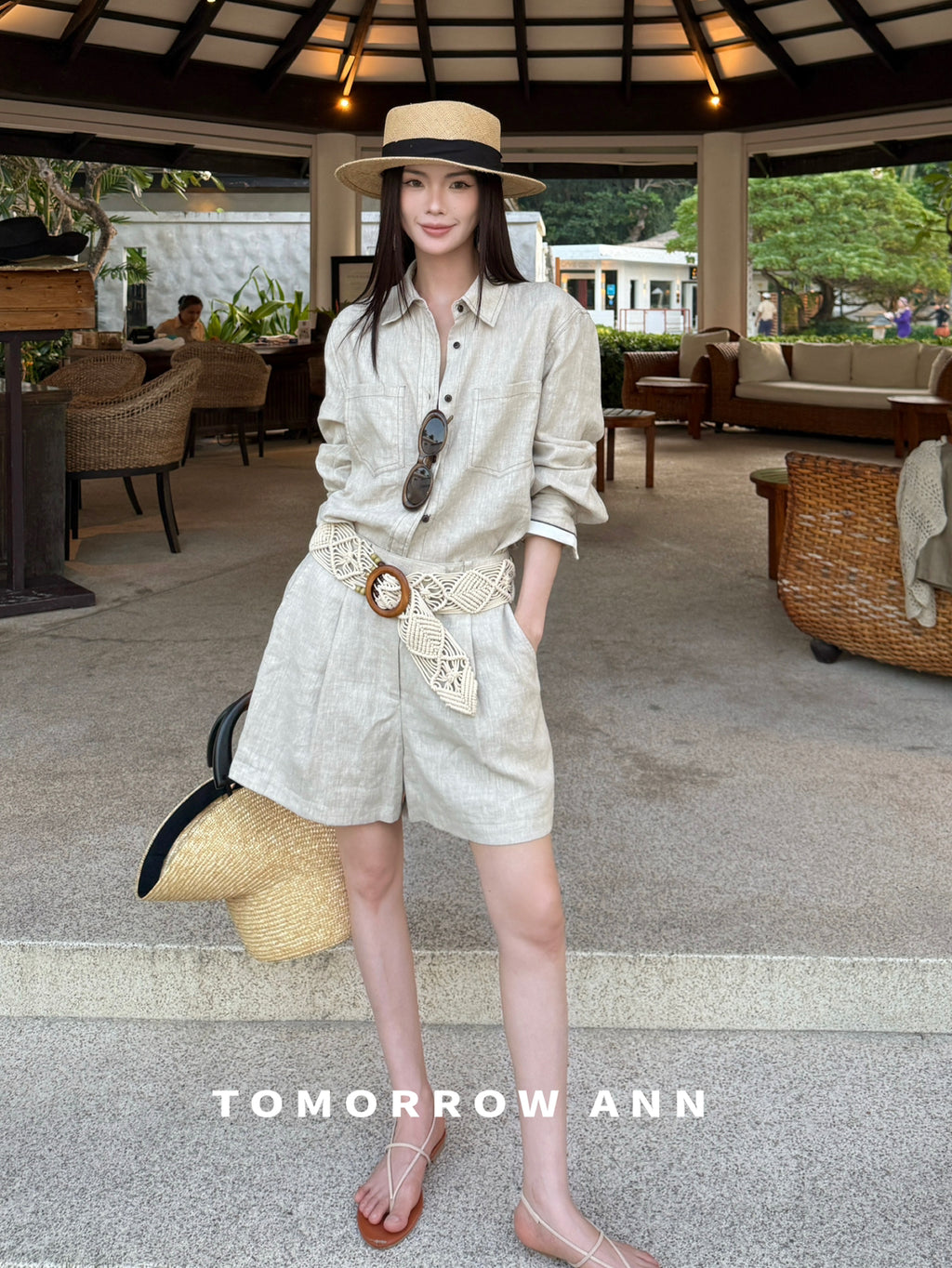 TOMORROW ANN Elegant Linen Casual Shorts - Old Money Aesthetic Quiet Luxury Spring Collection