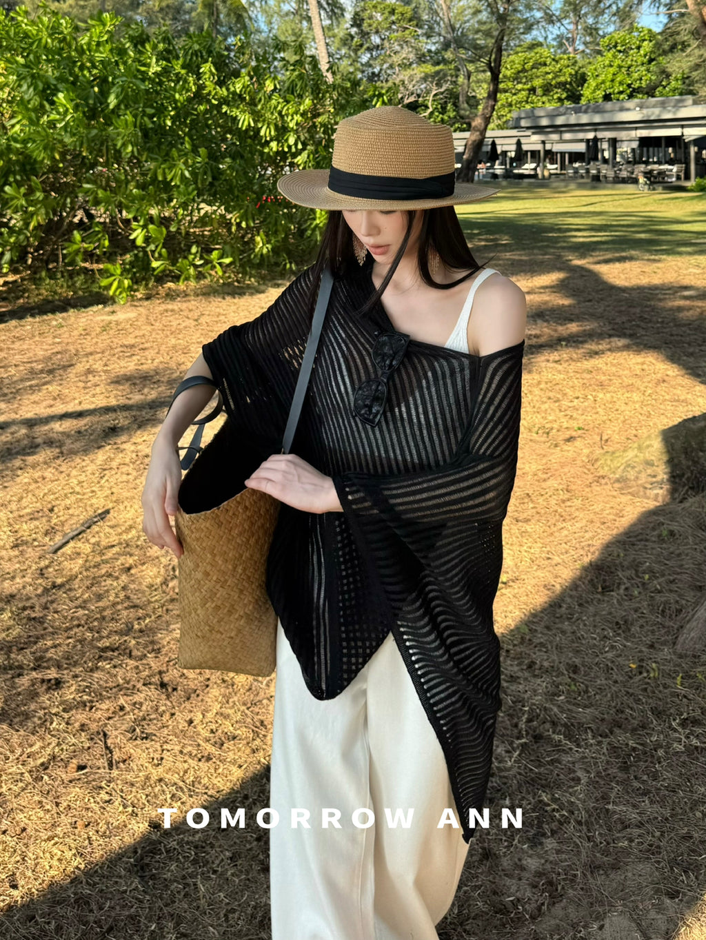 TOMORROW ANN Elegant Loose Fit Fashion Spring Knitwear - Chic Off-the-Shoulder Pullover