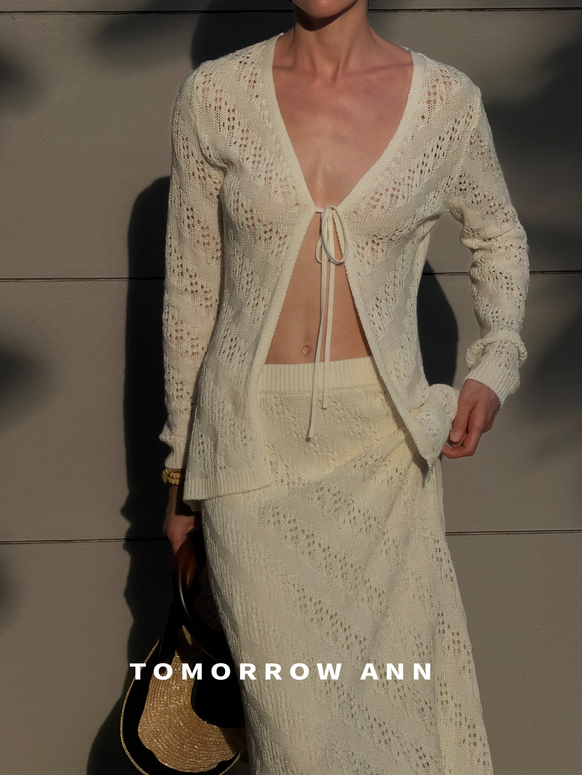 Tomorrow Ann Elegant V-Neck Tie-Front Designer Knit Cardigan - 2026 Early Spring Collection
