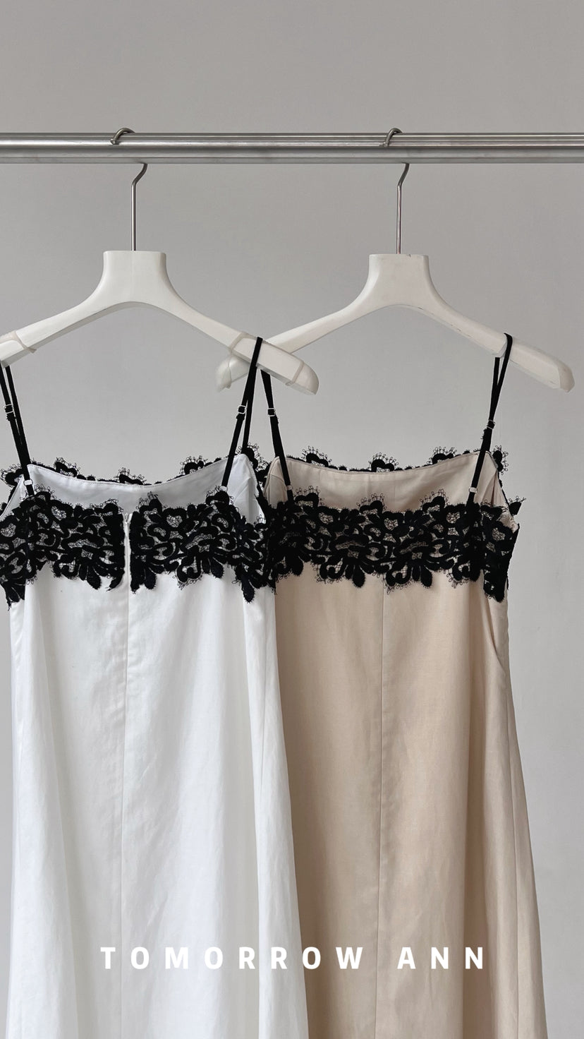 Elegant Lace Patchwork Camisole Maxi Dress - Spring Chic Designer Slip Dress for Dates