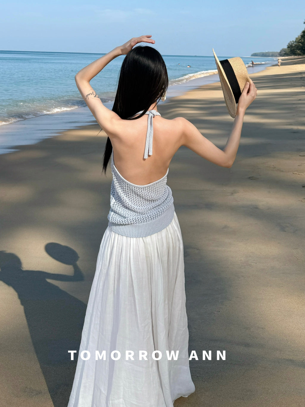 TOMORROW ANN Elegant High-Waist A-Line Maxi Skirt with Minimalist Drawstring – 2026 Spring Fashion