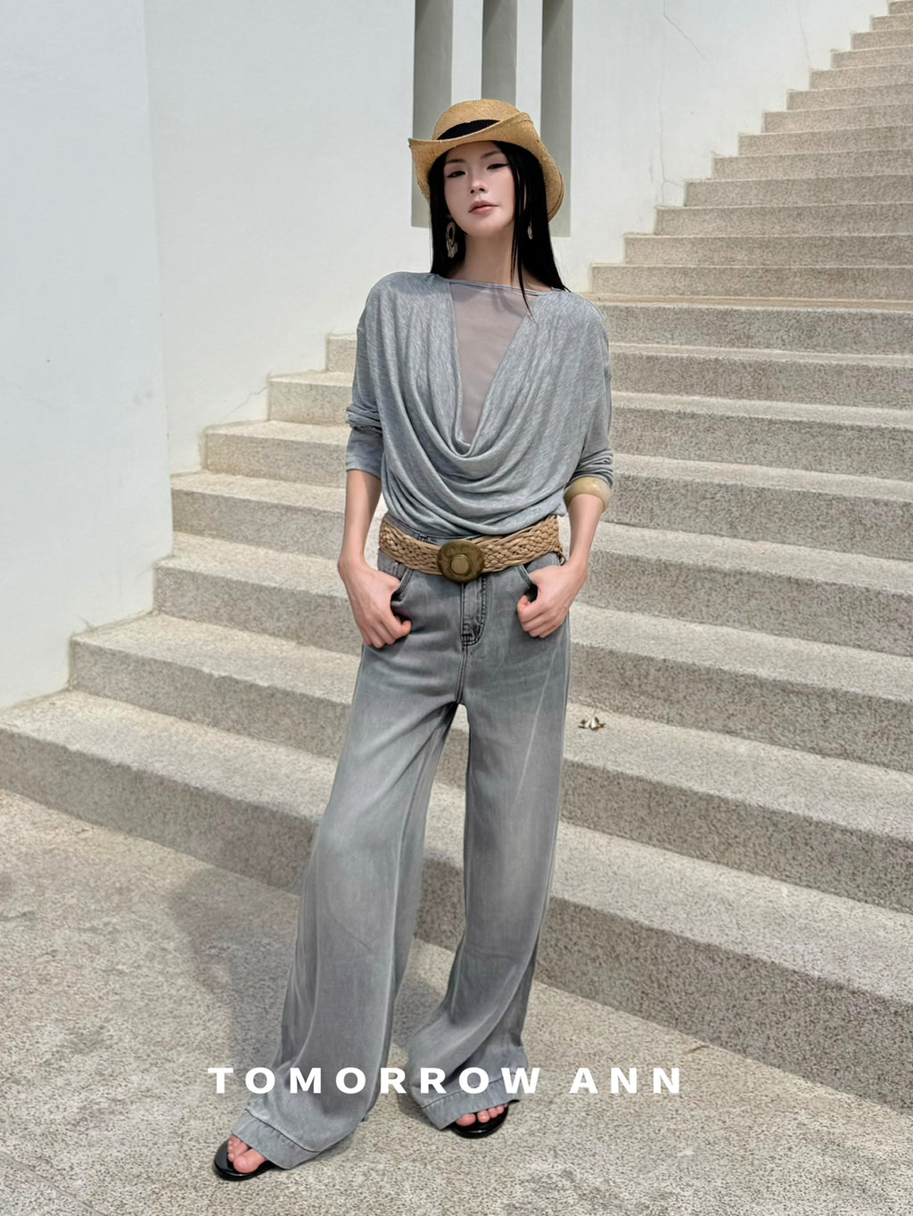 2026 Early Spring! 【TOMORROW ANN】 Elegant Ruched Slim-Fit Fashion Blouse 12626# OZQ