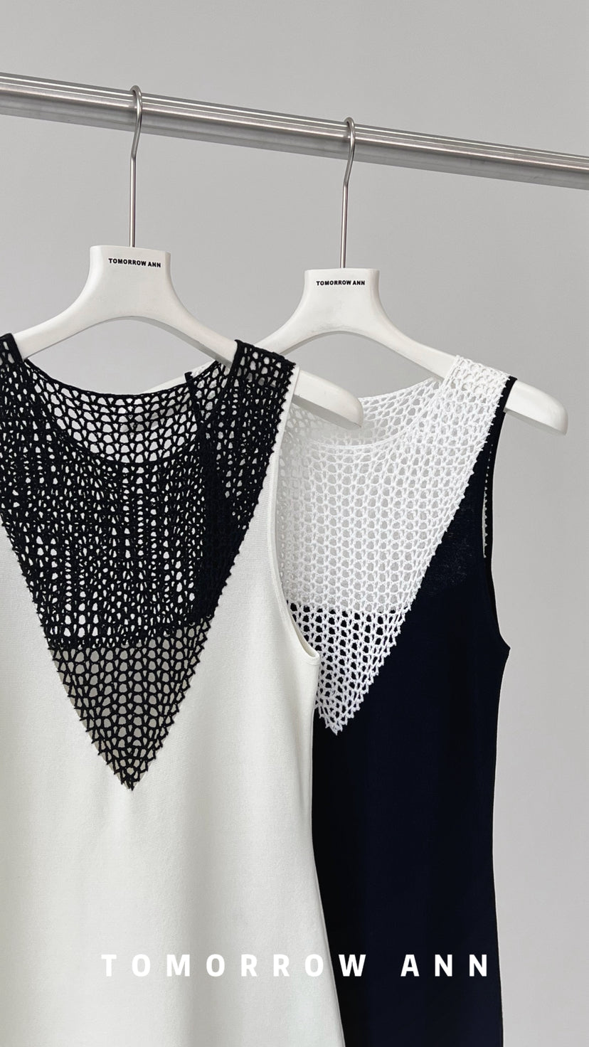 TOMORROW ANN Early Spring 2026 Crochet Patchwork Color-Block Fashion Vest