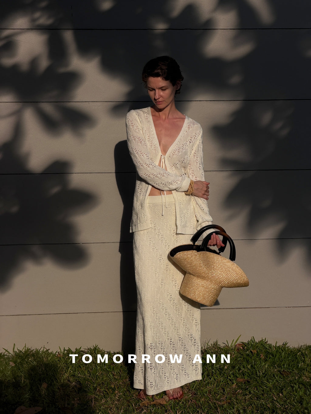 Tomorrow Ann Elegant V-Neck Tie-Front Designer Knit Cardigan - 2026 Early Spring Collection
