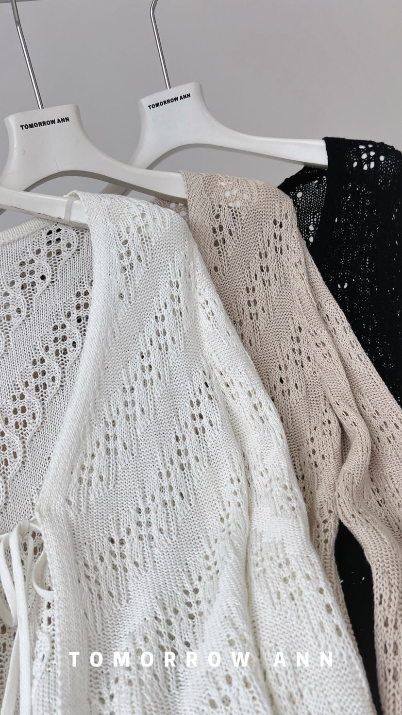 Tomorrow Ann Elegant V-Neck Tie-Front Designer Knit Cardigan - 2026 Early Spring Collection