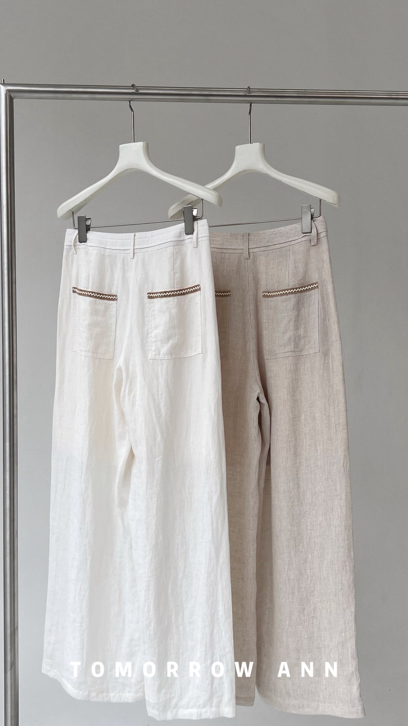 TOMORROW ANN Early Spring 2026 Embroidered Wide-Leg Casual Pants - Quiet Luxury Style