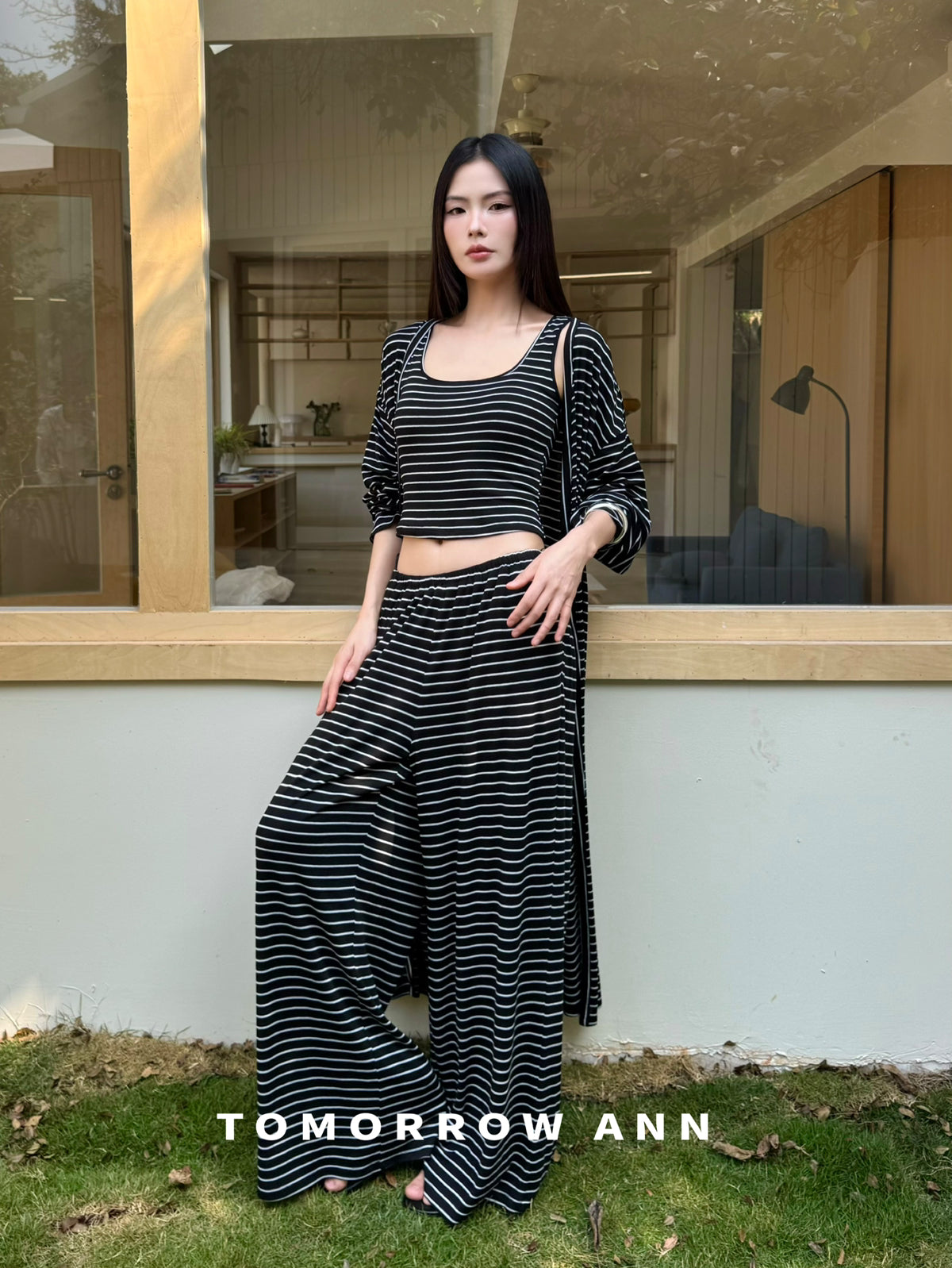 TOMORROW ANN Spring 2026 Elegant Loose Relaxed Longline Knit Cardigan