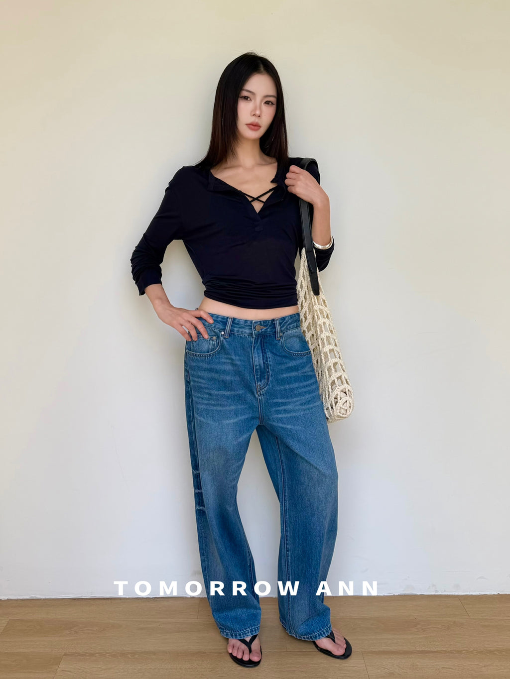 TOMORROW ANN 2026 Early Spring Retro Heavy Washed Slimming Straight Leg Cropped Jeans