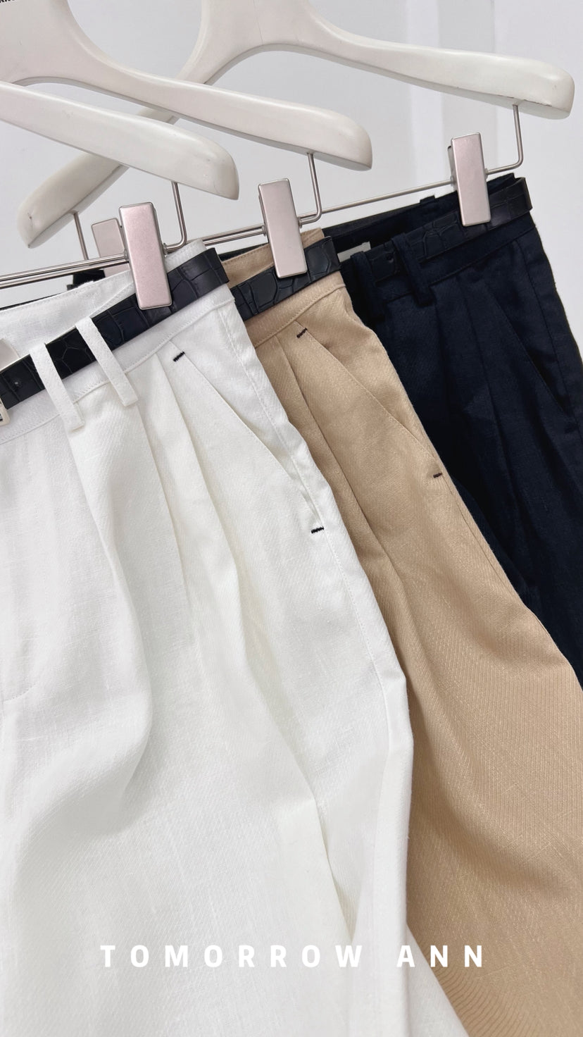 2026 Early Spring! 【TOMORROW ANN】Simple Versatile Slim-Fit Fashion Casual Pants (With Belt) 12392# OZQ