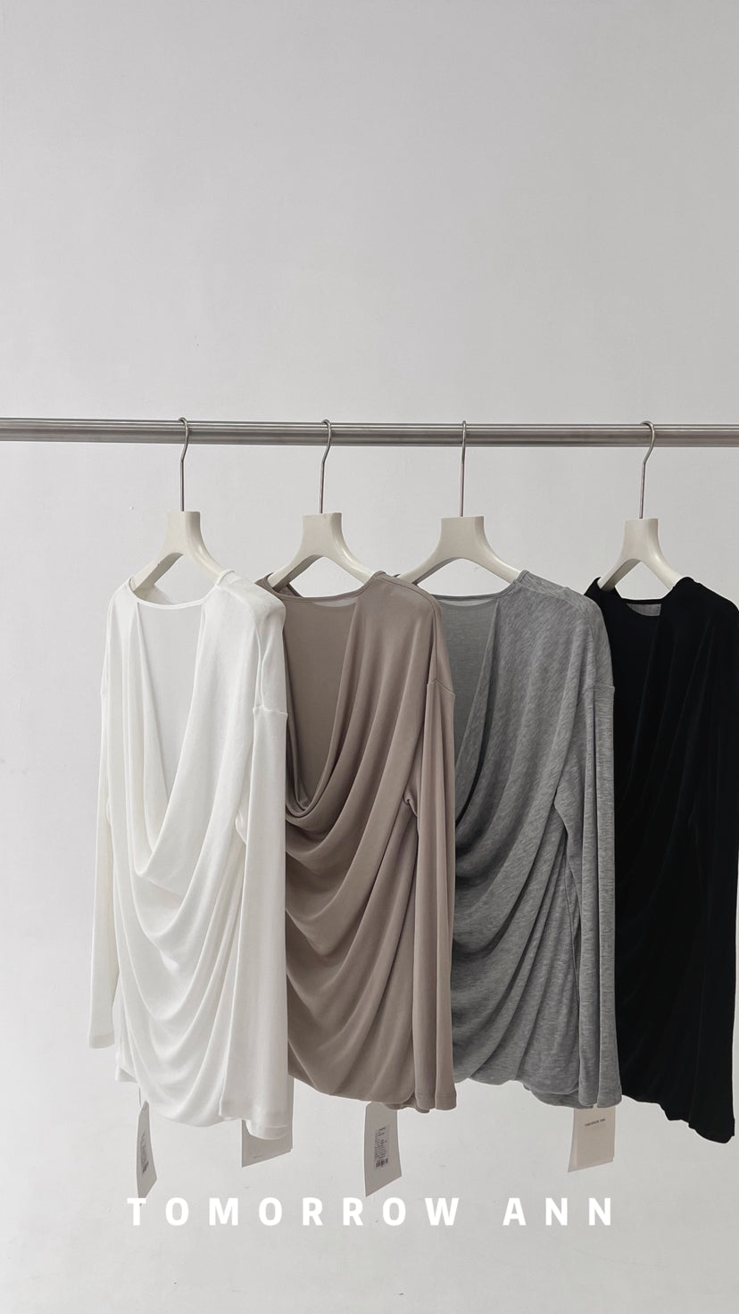 2026 Early Spring! 【TOMORROW ANN】 Elegant Ruched Slim-Fit Fashion Blouse 12626# OZQ