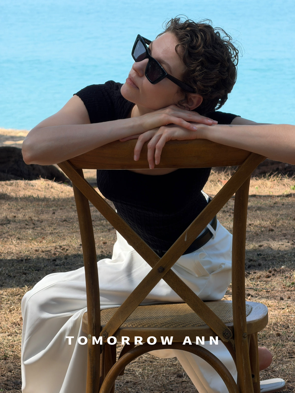 TOMORROW ANN Summer Square Neck Slim Fit Knit Top - Elegant Minimalist Short Sleeve Crop Top